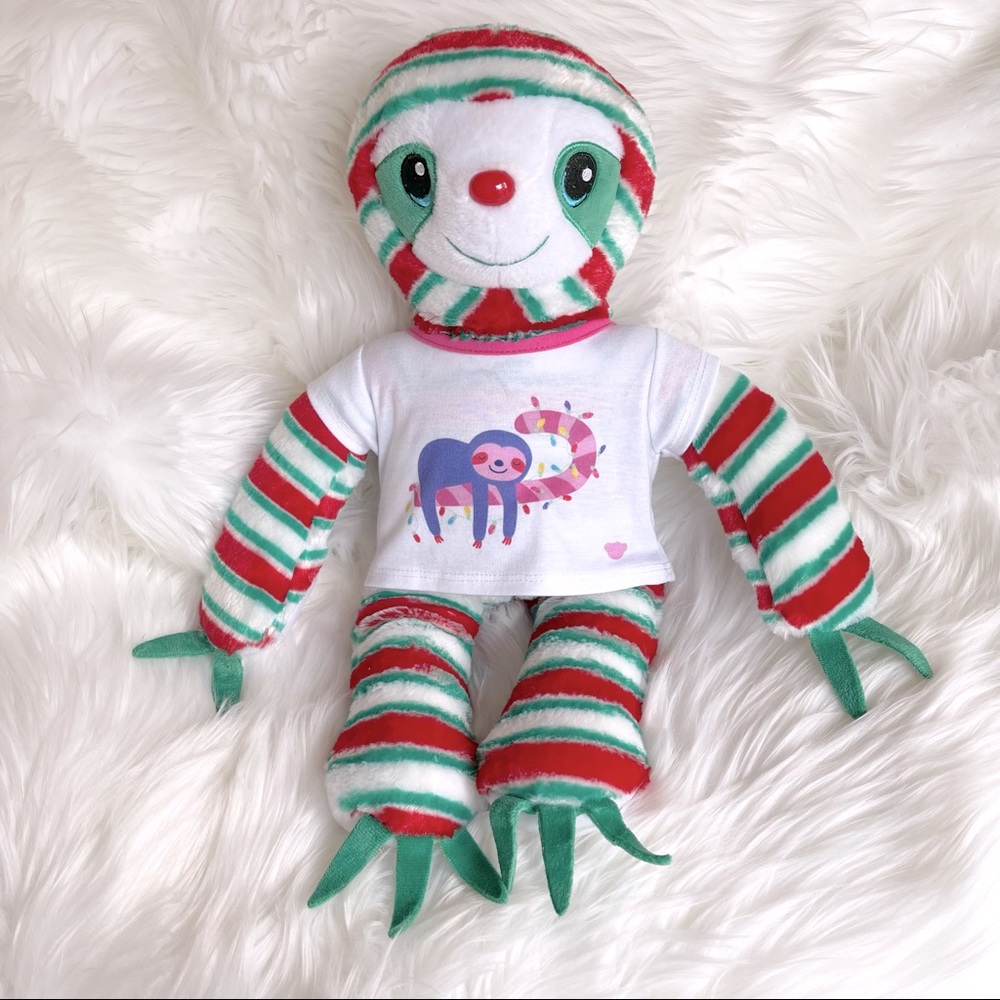 Build A Bear Sloth Peppermint Twist BABW - Christmas Edition